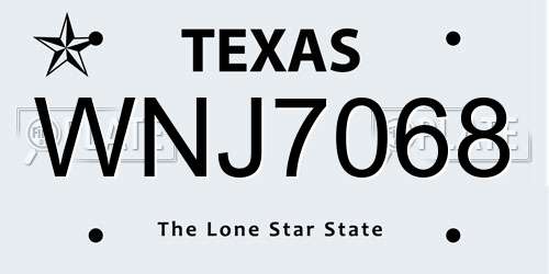 WNJ7068 Texas License Plate