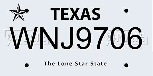 WNJ9706 Texas License Plate