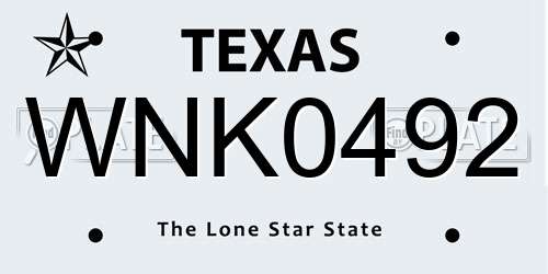 WNK0492 Texas License Plate