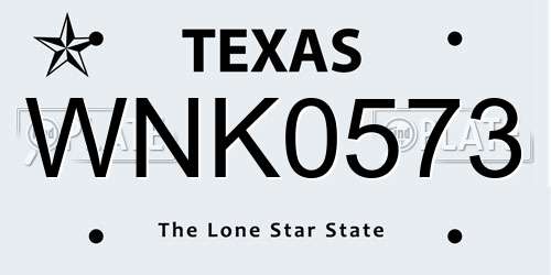WNK0573 Texas License Plate