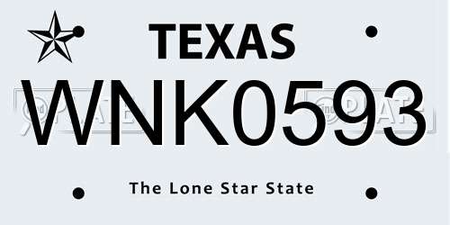 WNK0593 Texas License Plate