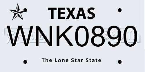 WNK0890 Texas License Plate