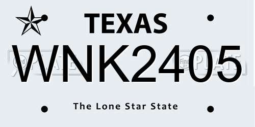 WNK2405 Texas License Plate