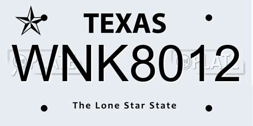 WNK8012 Texas License Plate