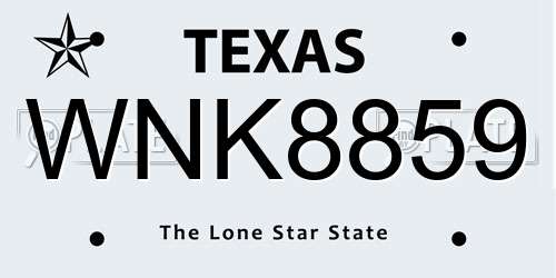 WNK8859 Texas License Plate