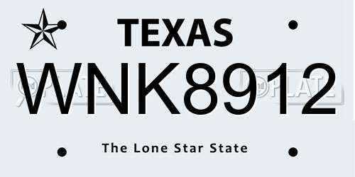 WNK8912 Texas License Plate