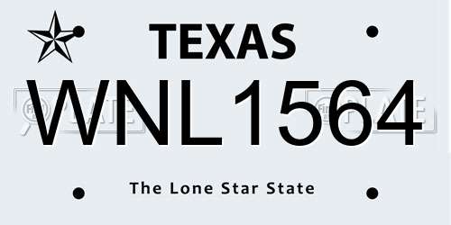 WNL1564 Texas License Plate
