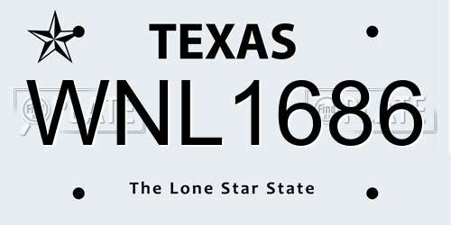 WNL1686 Texas License Plate
