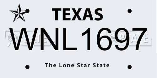 WNL1697 Texas License Plate