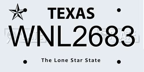 WNL2683 Texas License Plate