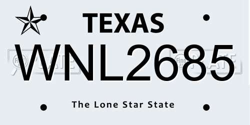 WNL2685 Texas License Plate