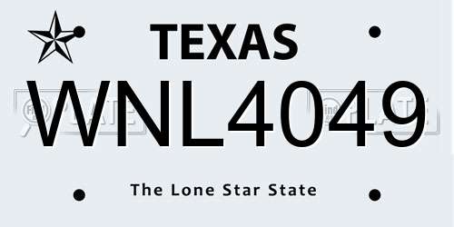 WNL4049 Texas License Plate