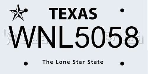 WNL5058 Texas License Plate
