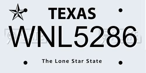 WNL5286 Texas License Plate
