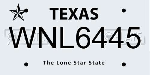 WNL6445 Texas License Plate