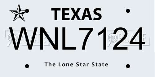 WNL7124 Texas License Plate