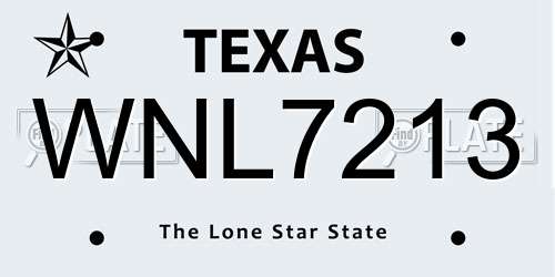 WNL7213 Texas License Plate