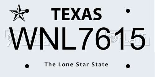 WNL7615 Texas License Plate
