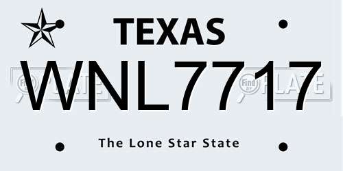 WNL7717 Texas License Plate
