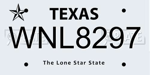 WNL8297 Texas License Plate