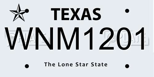 WNM1201 Texas License Plate