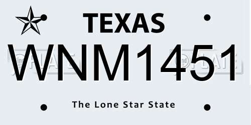 WNM1451 Texas License Plate