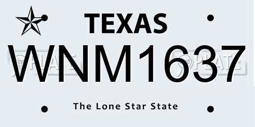 WNM1637 Texas License Plate
