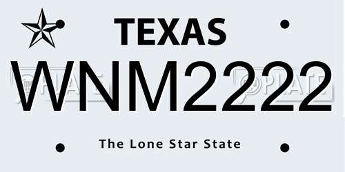 WNM2222 Texas License Plate