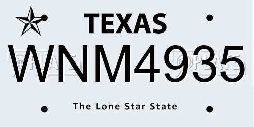 WNM4935 Texas License Plate