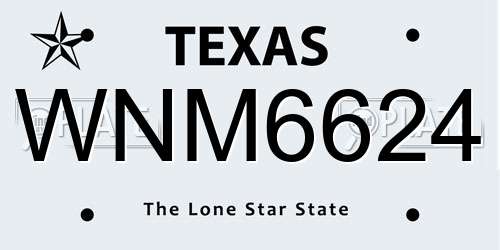 WNM6624 Texas License Plate