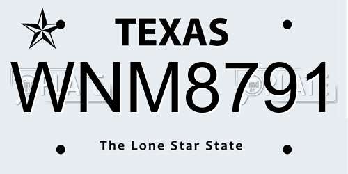 WNM8791 Texas License Plate