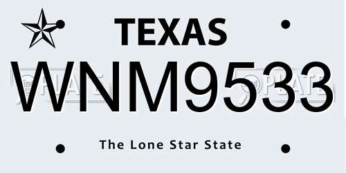 WNM9533 Texas License Plate