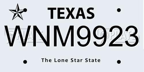 WNM9923 Texas License Plate