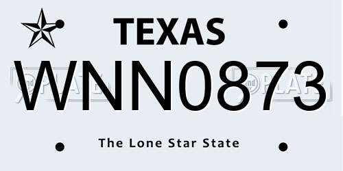 WNN0873 Texas License Plate