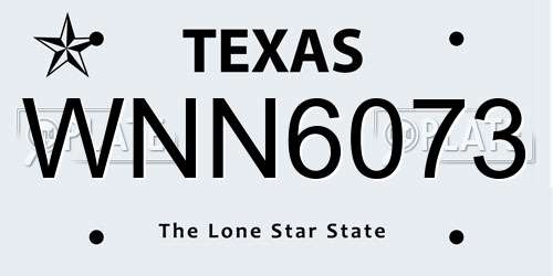 WNN6073 Texas License Plate