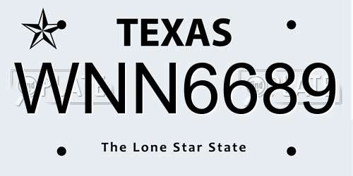 WNN6689 Texas License Plate