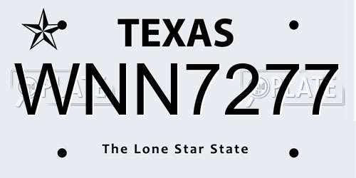 WNN7277 Texas License Plate