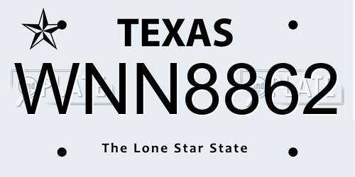 WNN8862 Texas License Plate