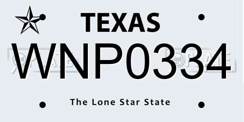 WNP0334 license plate in TX state