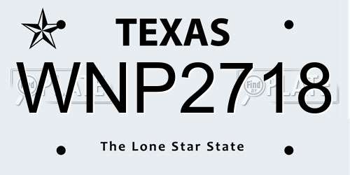 WNP2718 Texas License Plate