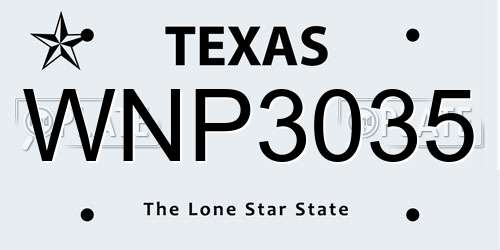 WNP3035 Texas License Plate