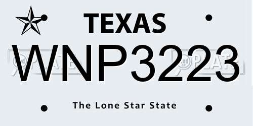 WNP3223 Texas License Plate