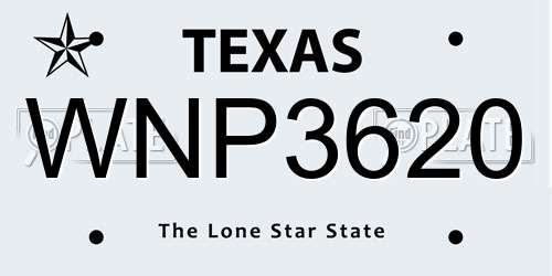 WNP3620 Texas License Plate