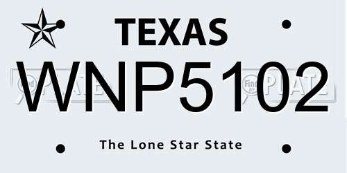 WNP5102 Texas License Plate