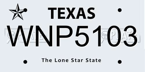 WNP5103 Texas License Plate