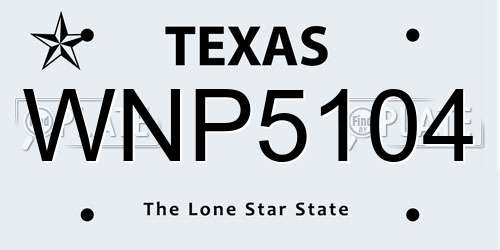 WNP5104 Texas License Plate