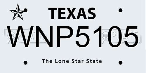 WNP5105 Texas License Plate