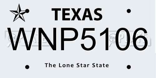 WNP5106 Texas License Plate