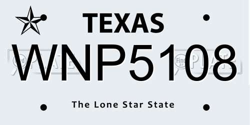 WNP5108 Texas License Plate