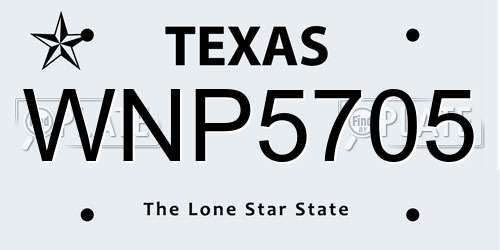 WNP5705 Texas License Plate